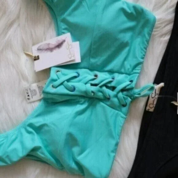 NWT Jessica Simpson Bikini Set Size Small Blue Black Bathing Suit
